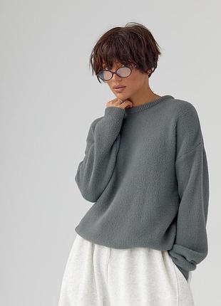 Светр з альпаки у вільному фасоні - сірий цвет, one size (є розміри)