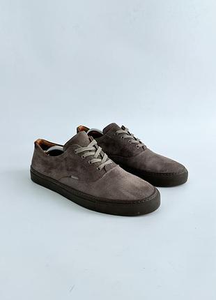 Чоловічі кросівки шкіряні hackett london taupe suede low top luxury trainers men's size uk 10 eu 44 casual shoes