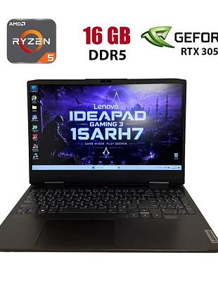 Игровой ноутбук lenovo ideapad gaming 3 15arh7 / 15.6" (1920x1080) ips / amd ryzen 5 6600h (6 (12) ядер по 3.3 - 4.5 ghz) / 16 gb
