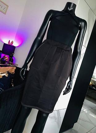 Черная юбка-миди missguided с контрастной строчкой, размер uk 12