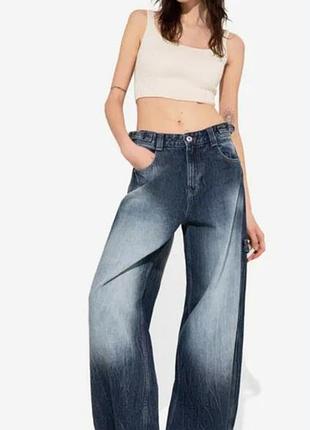 Джинсы baggy bershka 40 размер темно синие