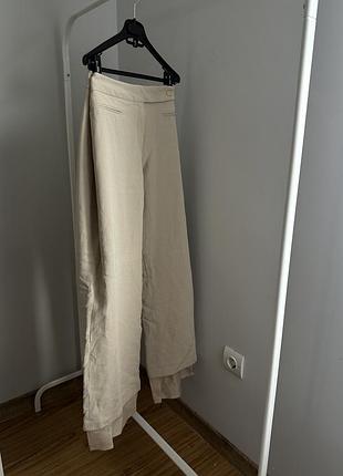 Широкі штани палаццо marks & spencer autograph бежеві / брюки з вовною преміум m&s