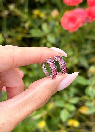 Сережки pandora рожеві хупи пандора 293851c02