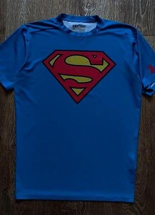 Синяя мужская спортивная компрессионная футболка under armour superman размер xl