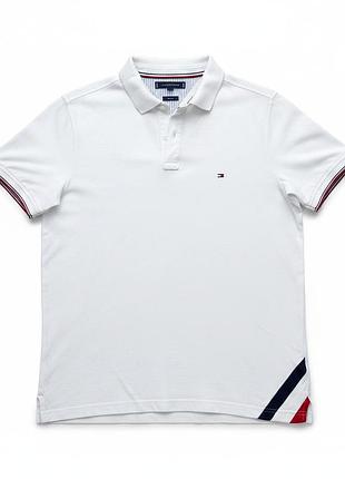 Поло чоловіче tommy hilfiger біла теніска класична сорочка з полосками