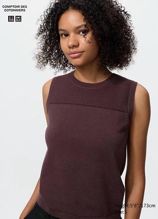 Топ uniqlo коричневий cotton sweater | sleeveless