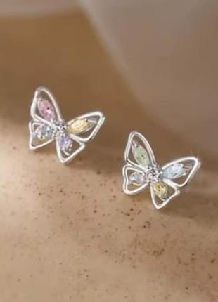 Серебренные серьги бабочки