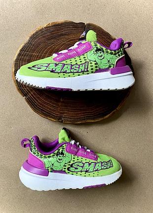 Кросівки дитячі унісекс adidas marvel hulk 23 розмір | устілка 14 см | зелені текстильні