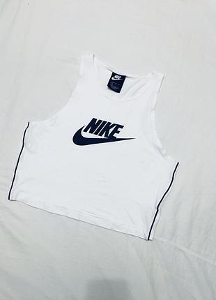 Майка nike оригинальная белая футболка кроп топ