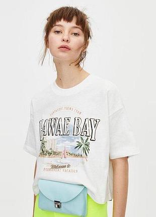 Хлопковая футболка топ pull&bear