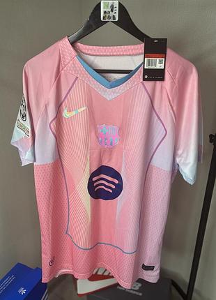Нова футбольна футболка клубна оригінал розмір l nike fc barcelona 2024/25 third jersey (рожево-блакитна) зі спонсором spotify