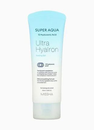 Пилинг-скатка для лица с гиалуроновой кислотой и aha кислотами missha super aqua ultra hyalron peeling gel, 100 мл