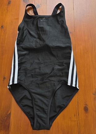 Спортивный слитный закрытый купальник adidas infinitex оригинал девочке 11-12 л 149-152 см черный