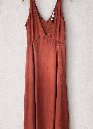 Літня теракотова сукня zara (100% віскоза),розмір l