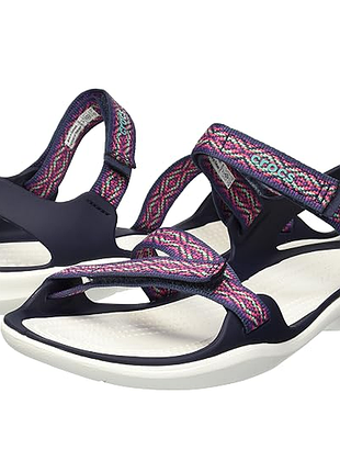 Crocs сандалії босоніжки підліткові swiftwater graphic webing sandal navy diamond