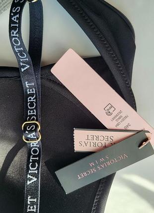 Топовий купальник victoria's secret чорний пуш-ап чорний верх 75в-34в низ s 5