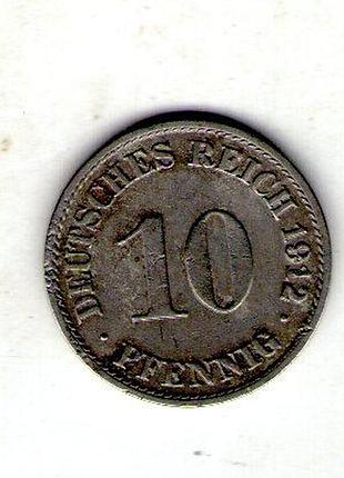 Немецкая империя 10 пфенигов, 1912 год медно-никелевый сплав, 4g, ø 21mm no384