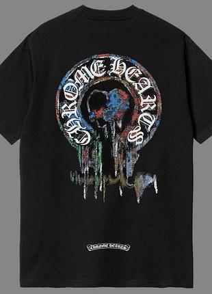 Футболка chrome hearts logo унисекс хром хартс с крестами черная