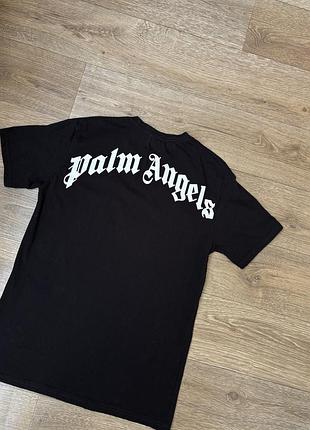 Чоловіча чорна футболка р.l з великим логотипом palm angels
