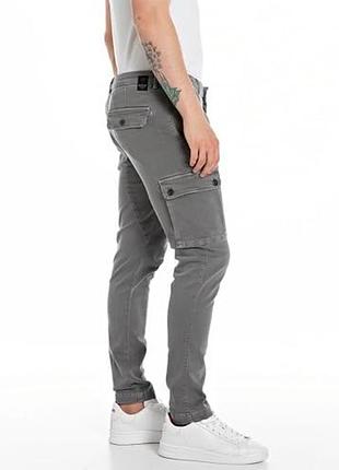 Replay jaan  hyperflex washed slim fit звуженні карго штани стрейчеві