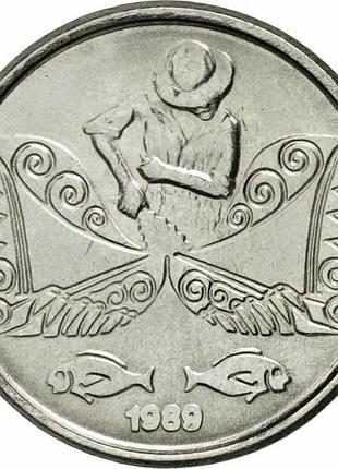 Бразилия 5 сентаво, 1989 год нержавеющая сталь, 2.26g, ø 18mm no3618