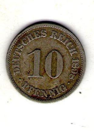 Немецкая империя 10 пфенигов, 1898 год медно-никелевый сплав, 4g, ø 21mm no190