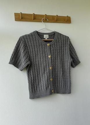 Сірий кардиган, жакет, американка в стилі old money h&m 4