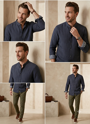 Премиальная мужская рубашка massimo dutti, 100% лен, размер xl