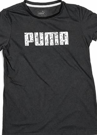Черная хлопковая футболка puma. черная футболка на 11-12 лет. хлопковая футболка puma