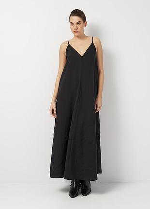 Сукня zara графітова довга на бретелях, розмір s
