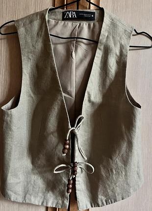 Лляний жилет zara, xs (34)-новий,але без бірки