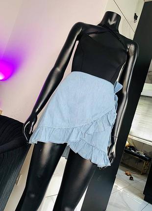 Джинсовая юбка на запах с оборками denim co. (размер uk 12)
