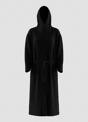 Victorias secret женский длинный халат с капюшоном шерпа cozy chenille hooded long robe black