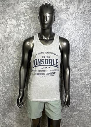 Lonsdale london майка m размер спортивная серая с принтом