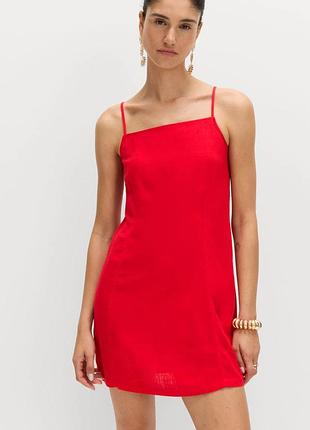Платье женское marks &amp; spencer мини прозрачное на бретельках цвет красный