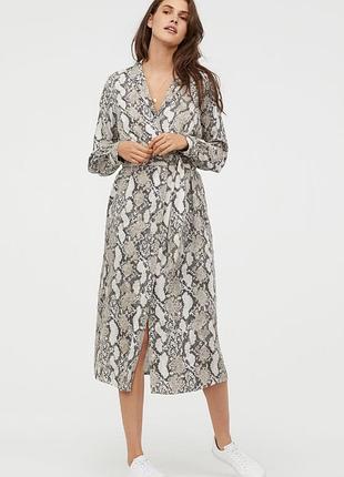 H&m ефектна midi сукня-сорочка в зміїний принт