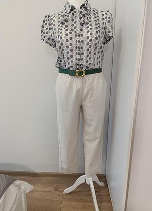 Брюки zara. высокая посадка., состав :вискоза, полиамид, полиэстр.