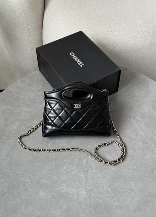 Сумка 31 mini shopping шанел bag shiny aged calfskin black & gold ha