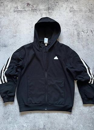 Черный флисовый худи adidas оригинал размер м