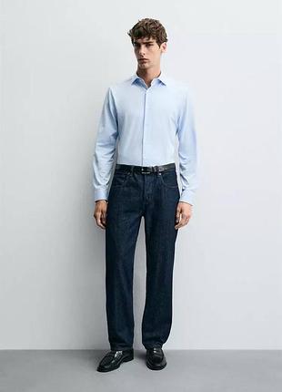 Сорочка regular fit zara розмір м колір лазуровий