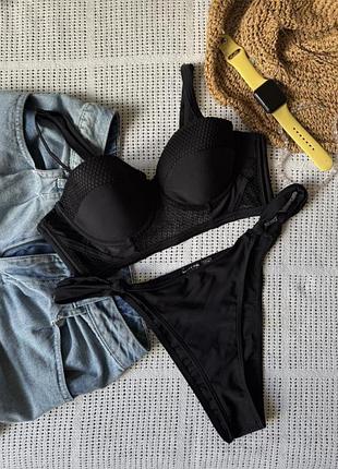 Роздільний чорний купальник з бразиліанами + верх 70с nasty gal