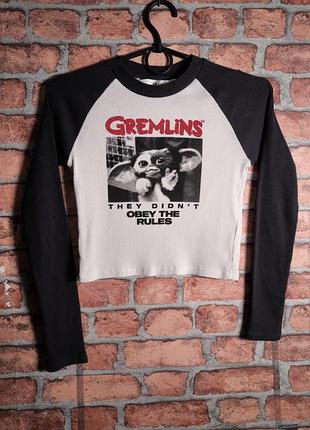 Лонгслів реглан кроп топ gremlins h&m