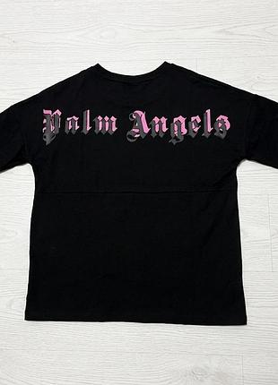 Чорна футболка оверсайз palm angels з рожевим принтом / футболка palm angels