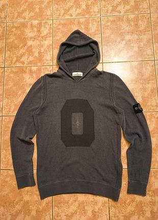 Кофта stone island с крупным логотипом и патчем худи