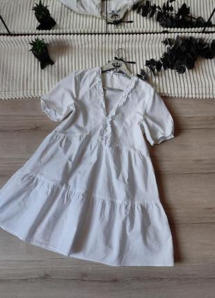 Белое хлопковое платье zara p s