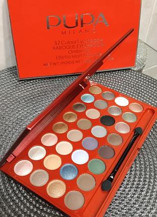 Палетка тіней "pupa milano 32 colour eyeshadow baroque" тіні пупа, набір тіней для повік