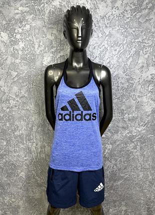 Adidas climalite майка s размер женская спортивная синяя с принтом оригинал