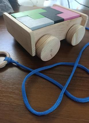 Детская машинка-головоломка из натурального дерева. ручная работа