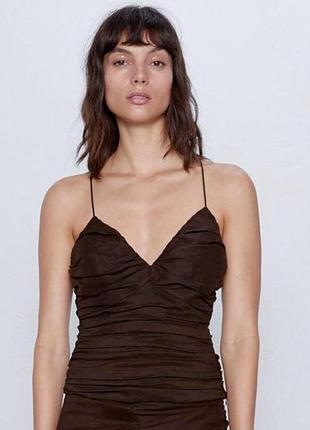 Топ жіночий zara коричневий льон