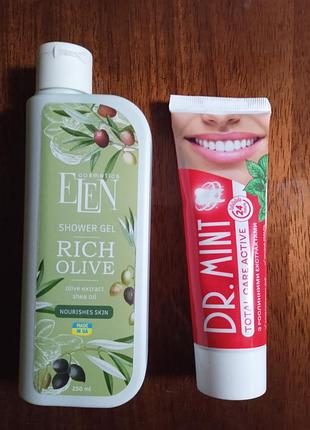 Зубная паста dr. mint, гель для душа elen